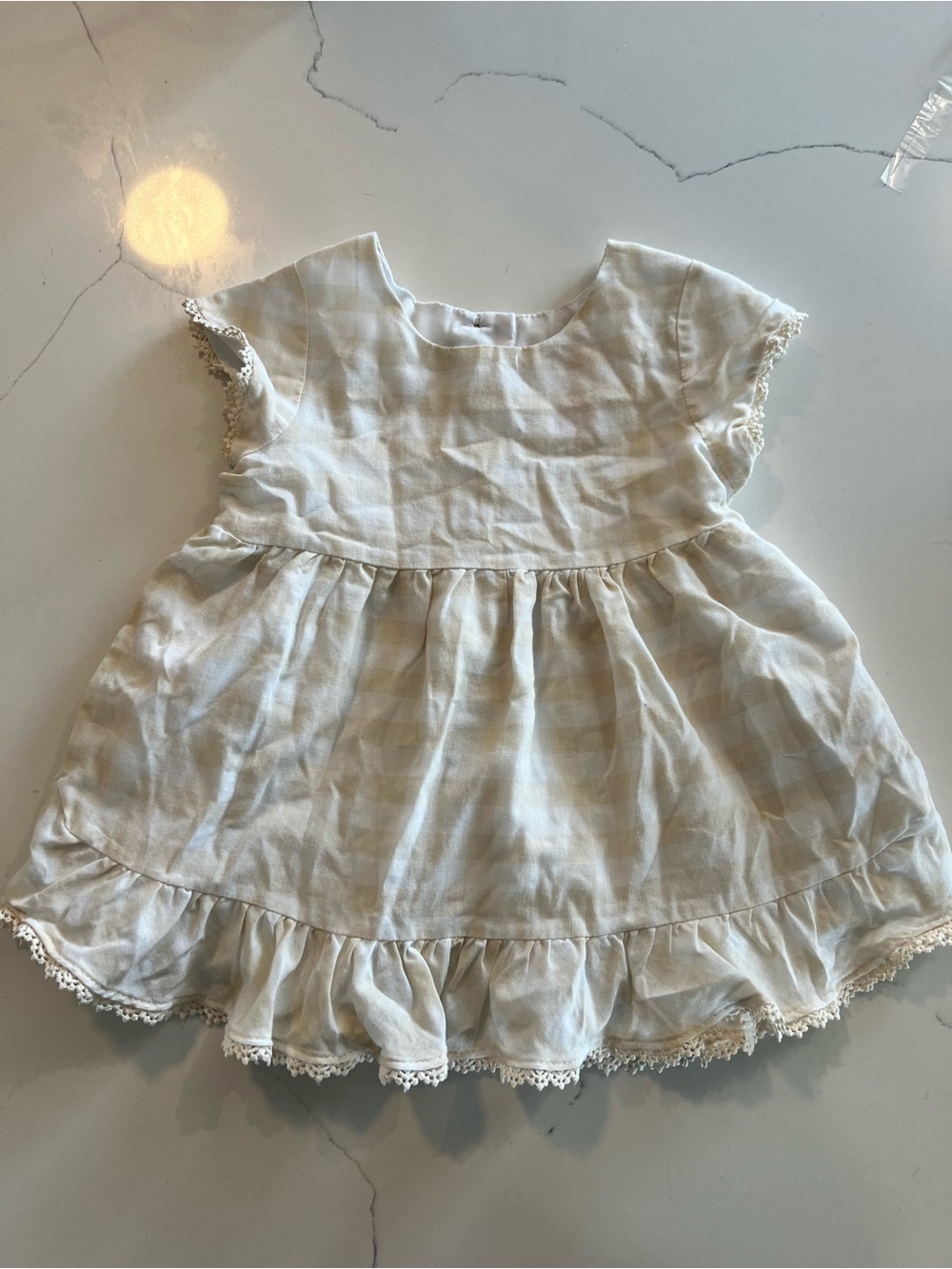 Tommy Bahama Cream Ruffle Cotton Dress for Girls